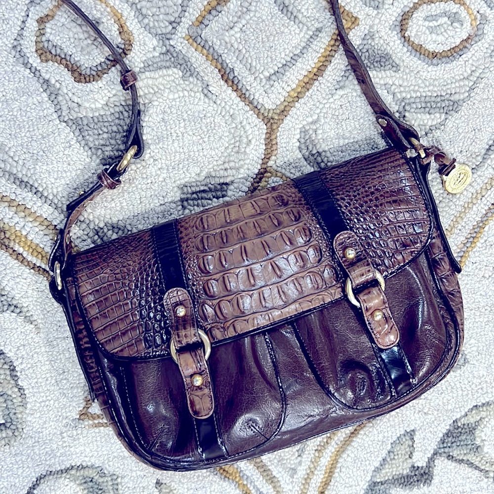 💕 Brahmin brown crocodile leather large crossbody bag 💕
